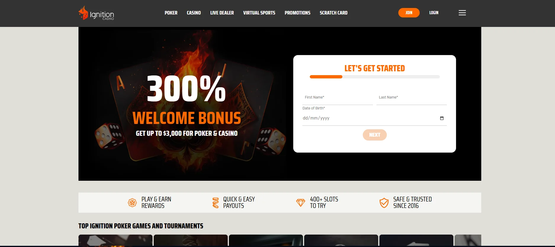 Ignition casino homepage